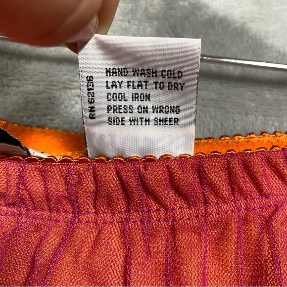 Vintage Guess Y2K Crinkle Mesh Overlay Midi Skirt Fairy Lettuce Hem Size L - Picture 6 of 6